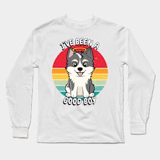 Cute Husky Dog is a Good Boy Long Sleeve T-Shirt